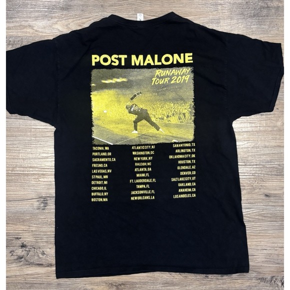 Other - Post Malone Runaway Tour 2019 Concert Merch US City Tour T-Shirt Size L Black